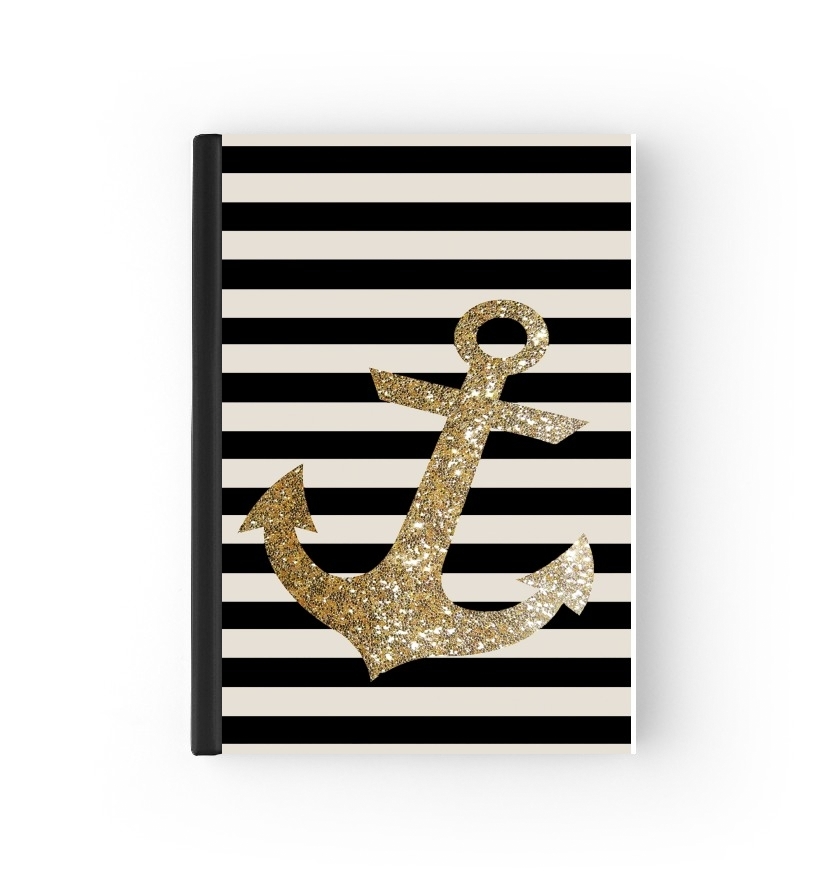 gold glitter anchor in black für Passhülle