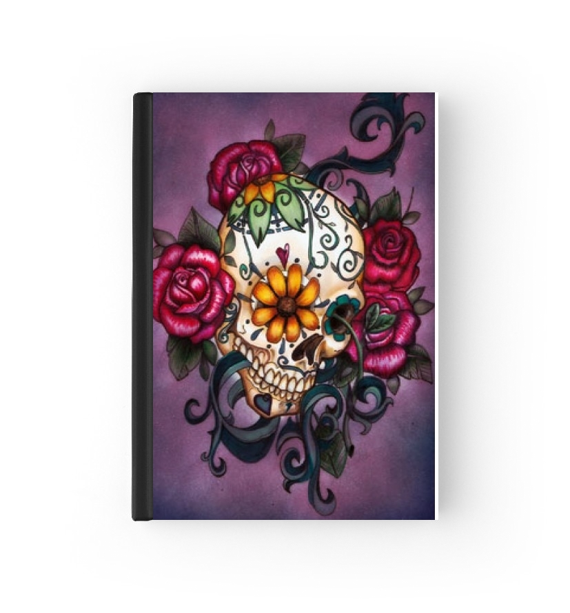 Skull Flowers - lila für Passhülle