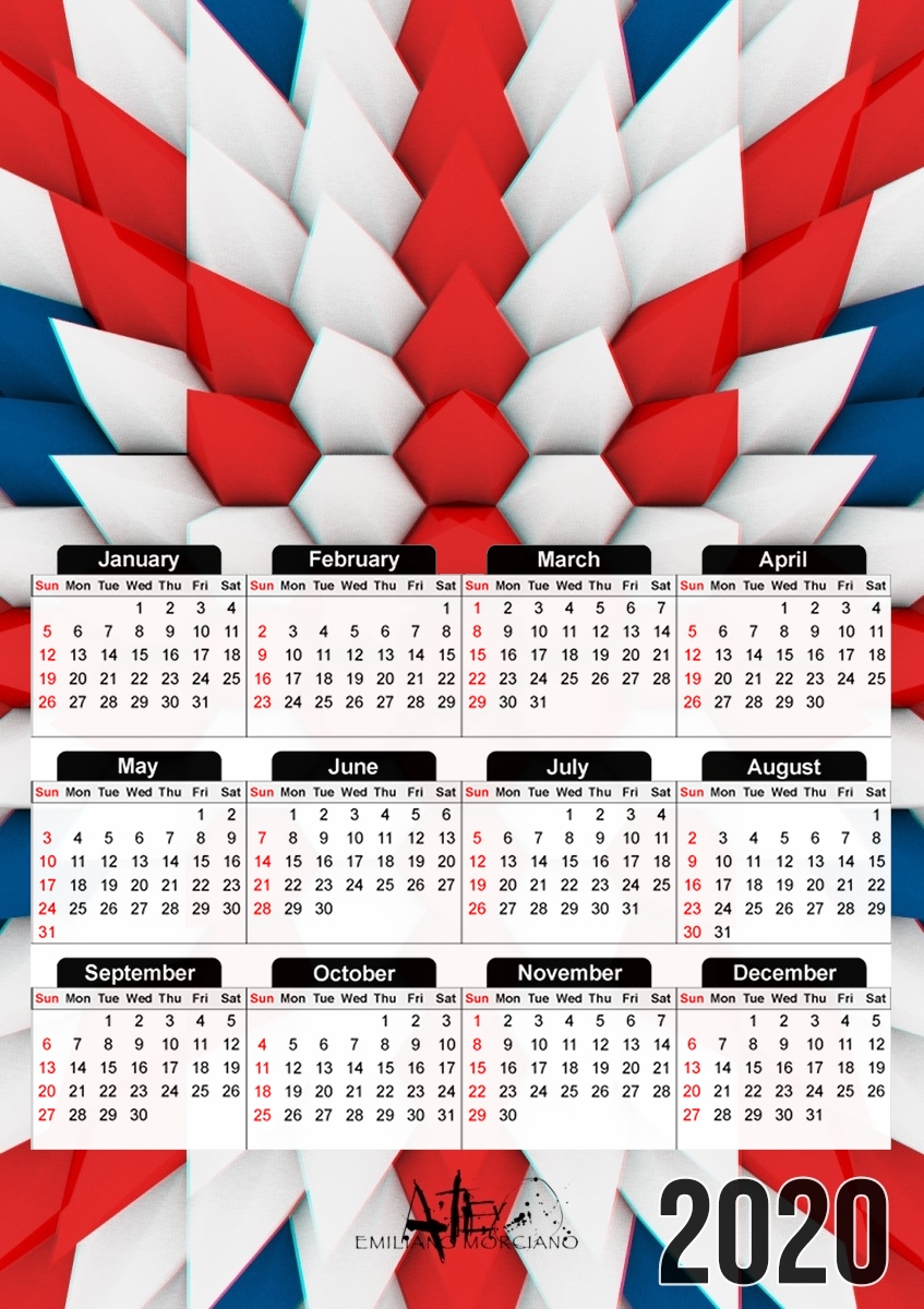 3D Poly Union Jack London flag für A3 Fotokalender 30x43cm