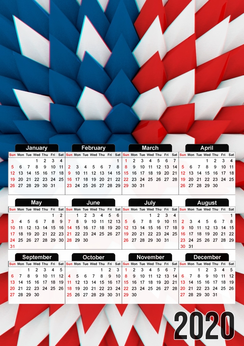 3D Poly USA flag für A3 Fotokalender 30x43cm