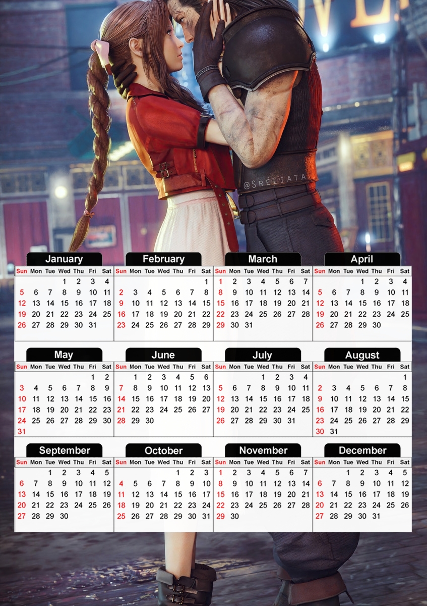 Aerith x Zack Fair First Love EVER für A3 Fotokalender 30x43cm