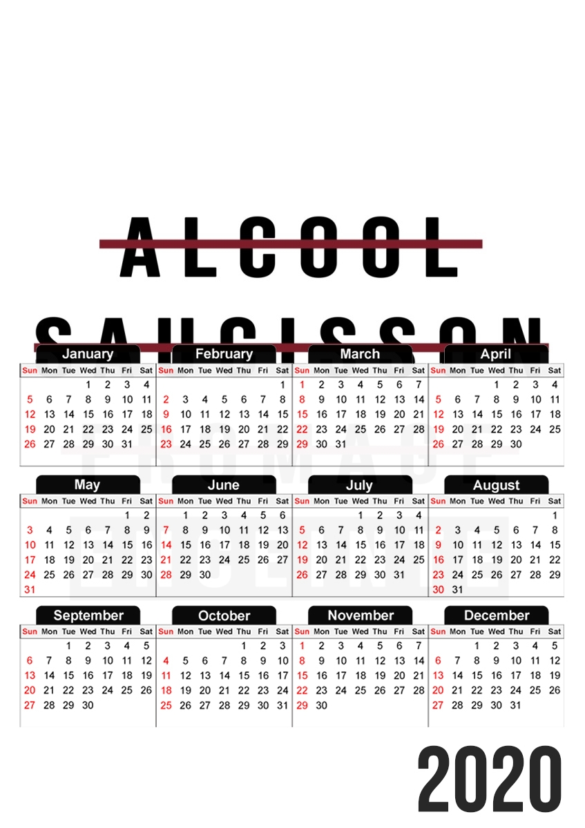 Alcool Saucisson Fromage Enceinte für A3 Fotokalender 30x43cm