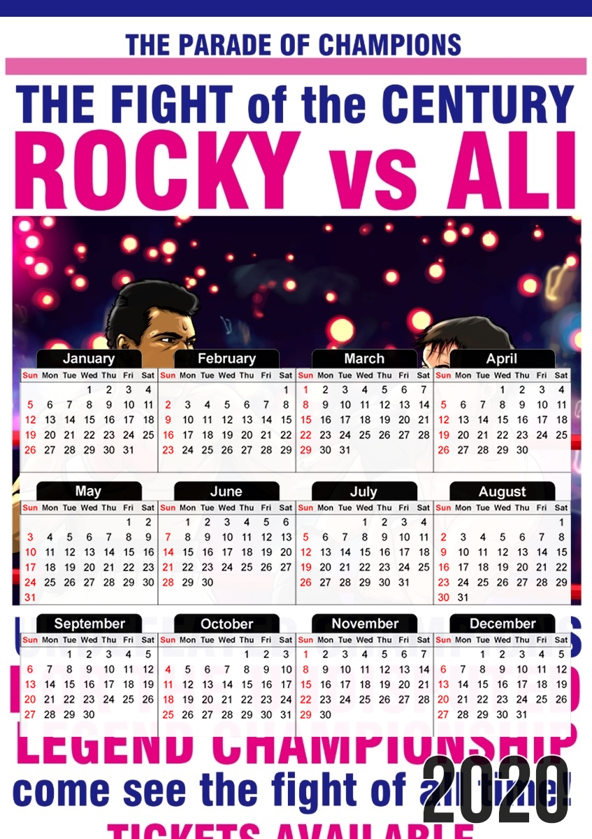 Ali vs Rocky für A3 Fotokalender 30x43cm