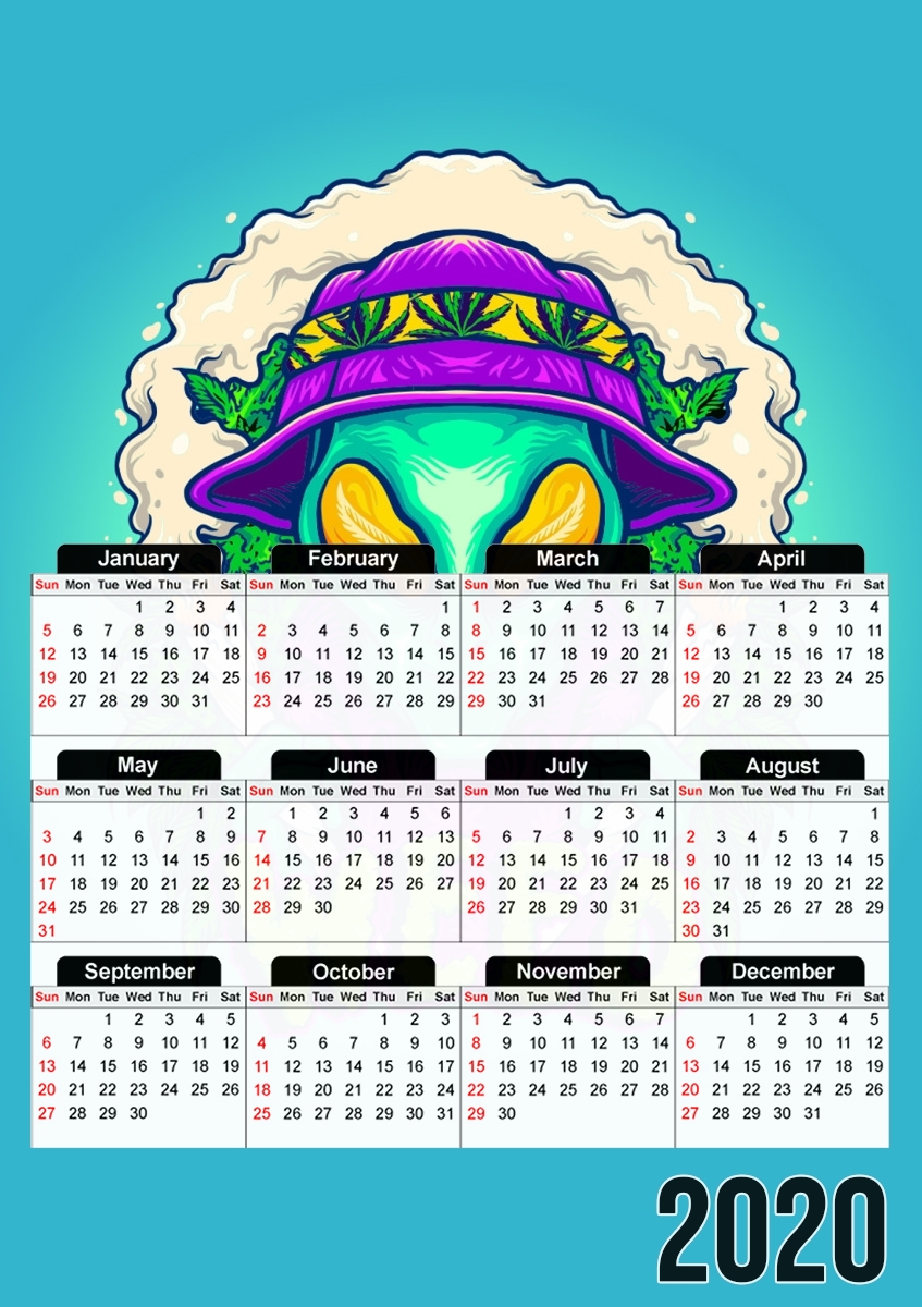 Alien smoking cannabis cbd für A3 Fotokalender 30x43cm