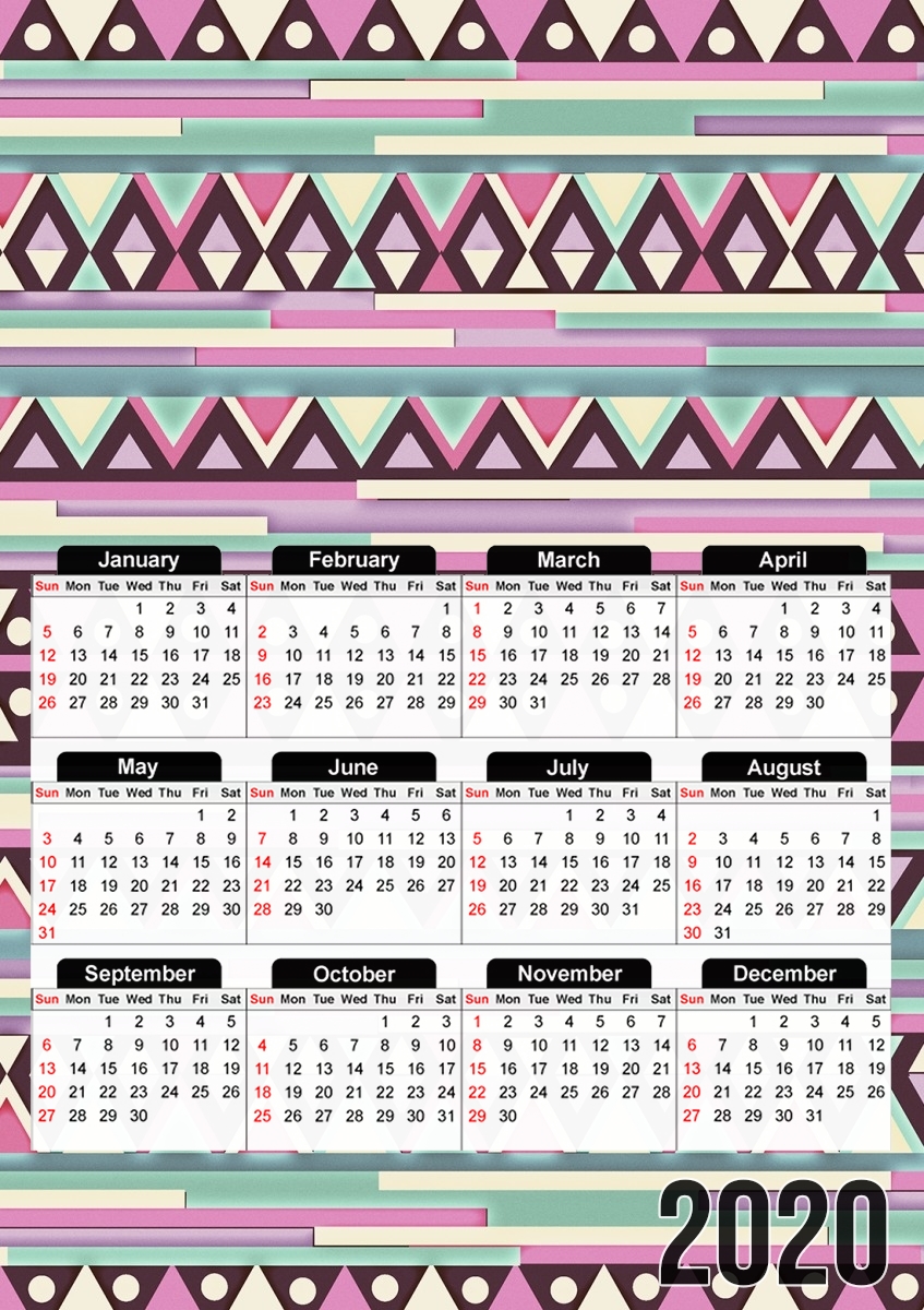 Aztec Pink And Mint für A3 Fotokalender 30x43cm