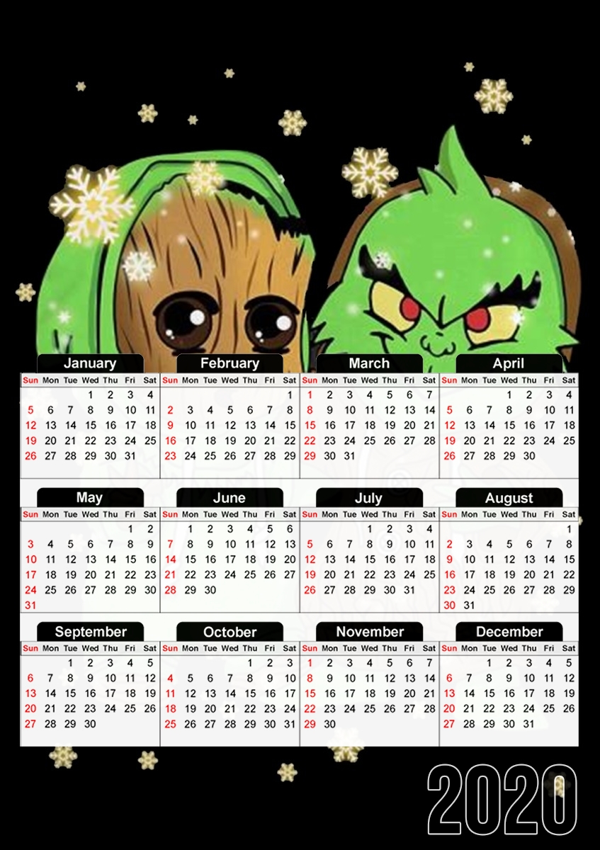  Baby Groot and Grinch Christmas für A3 Fotokalender 30x43cm