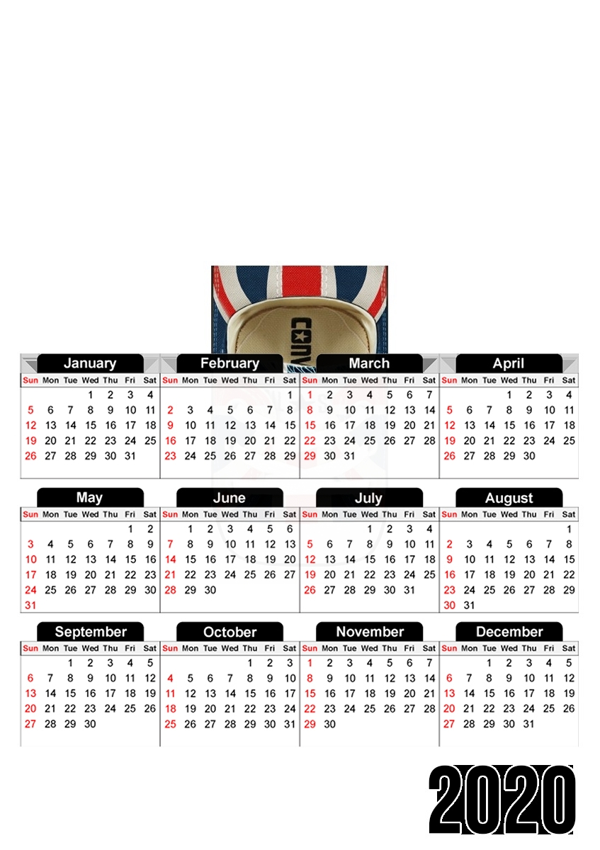 All Star Basket shoes Union Jack London für A3 Fotokalender 30x43cm