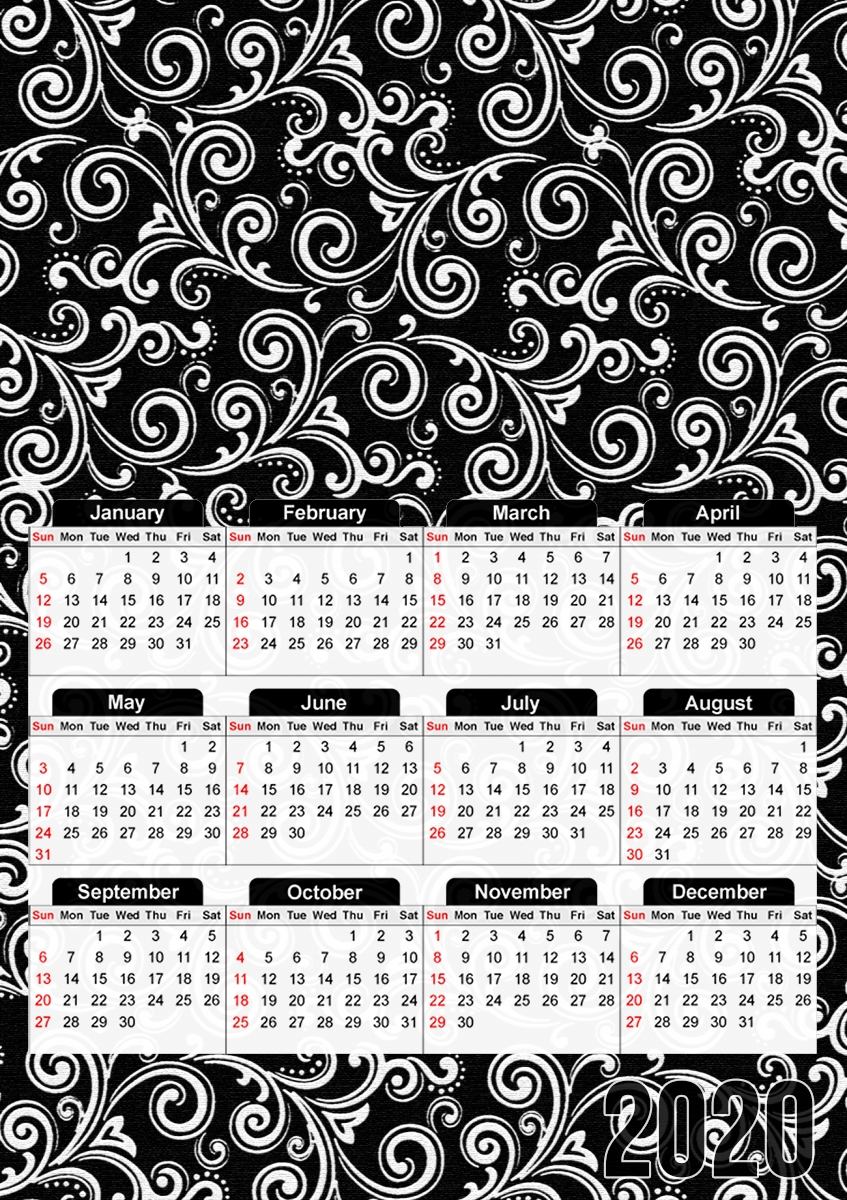 black and white swirls für A3 Fotokalender 30x43cm