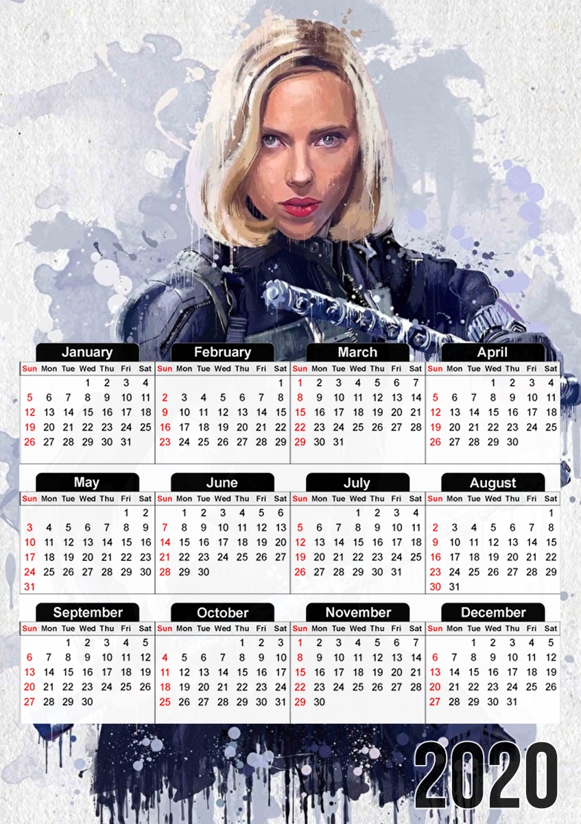 Black Widow Watercolor art für A3 Fotokalender 30x43cm