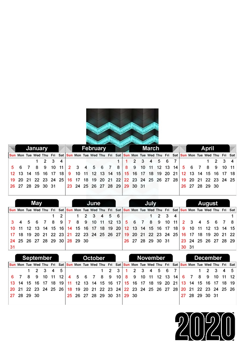 Blue Glitter Chevron für A3 Fotokalender 30x43cm