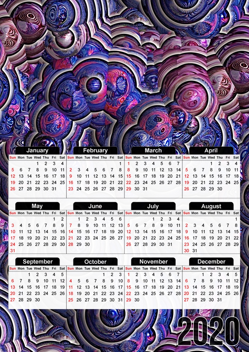 Blue pink bubble cells pattern für A3 Fotokalender 30x43cm