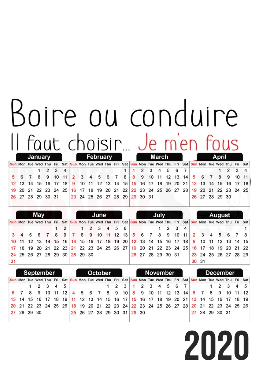 Boire ou conduire Je men fous je rentre en Poney für A3 Fotokalender 30x43cm