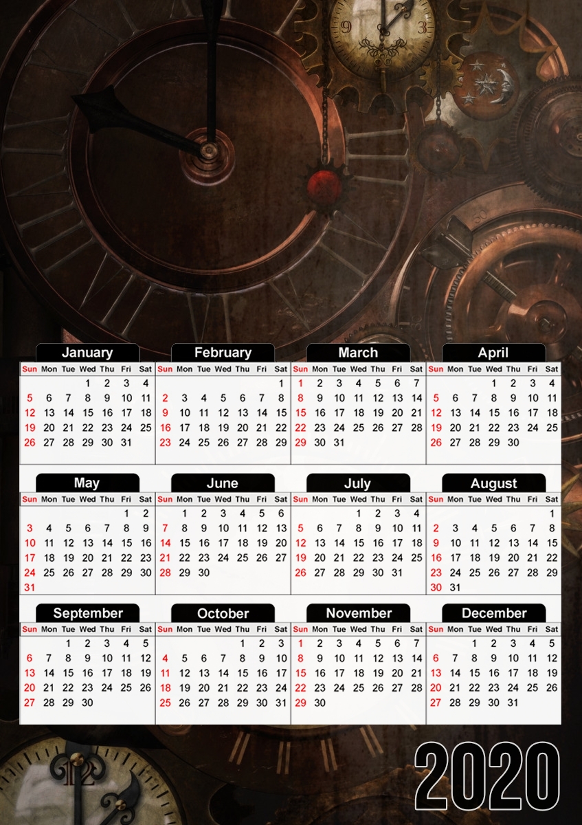 Brown steampunk clocks and gears für A3 Fotokalender 30x43cm