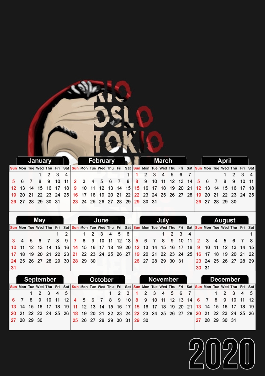 Casa de Papel Mask Vilain für A3 Fotokalender 30x43cm