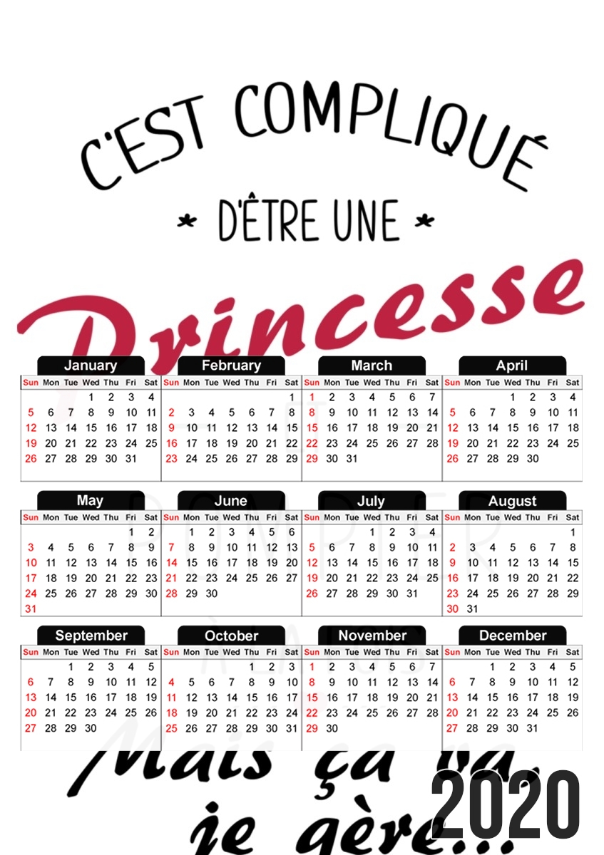 Cest complique detre une princesse et pompier für A3 Fotokalender 30x43cm