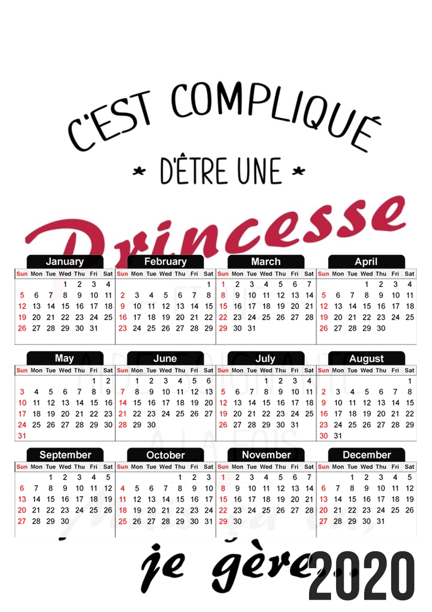 Cest complique detre une princesse et une aide soignante a la fois für A3 Fotokalender 30x43cm