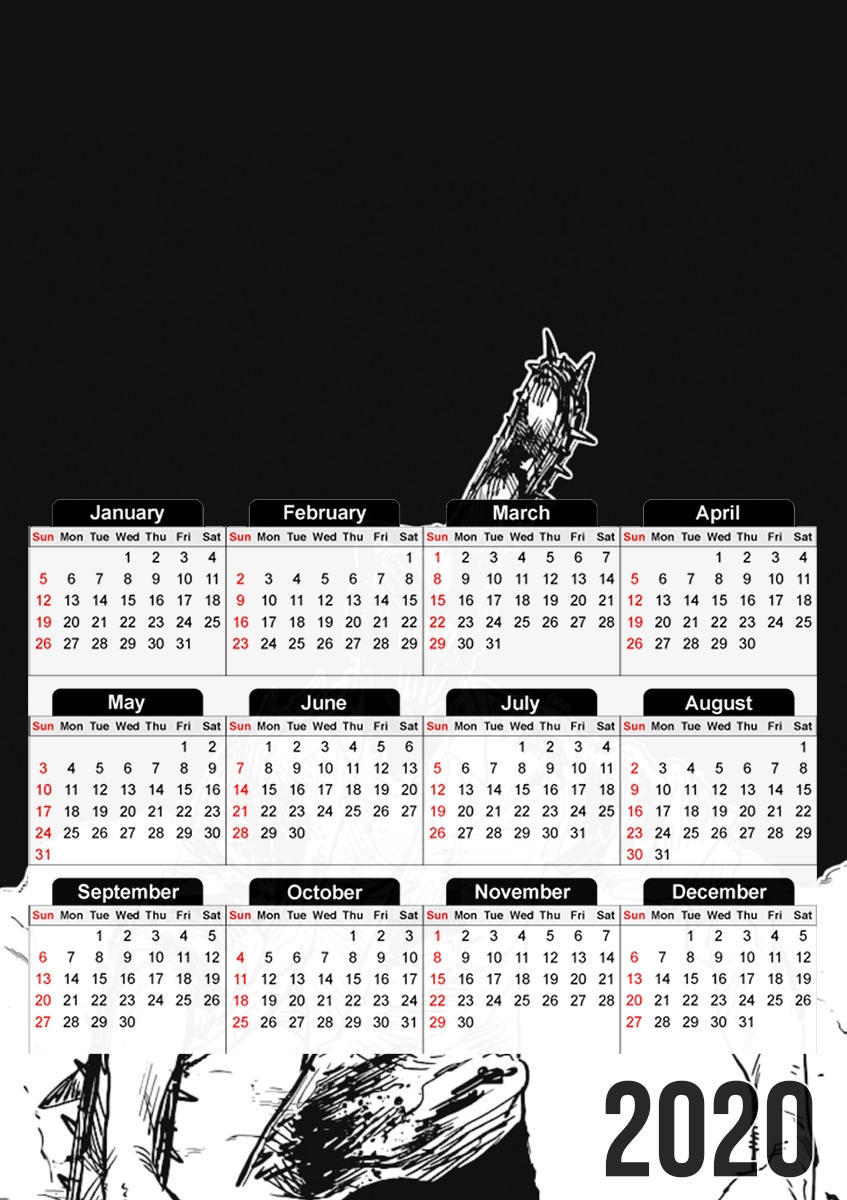 chainsaw man black and white für A3 Fotokalender 30x43cm