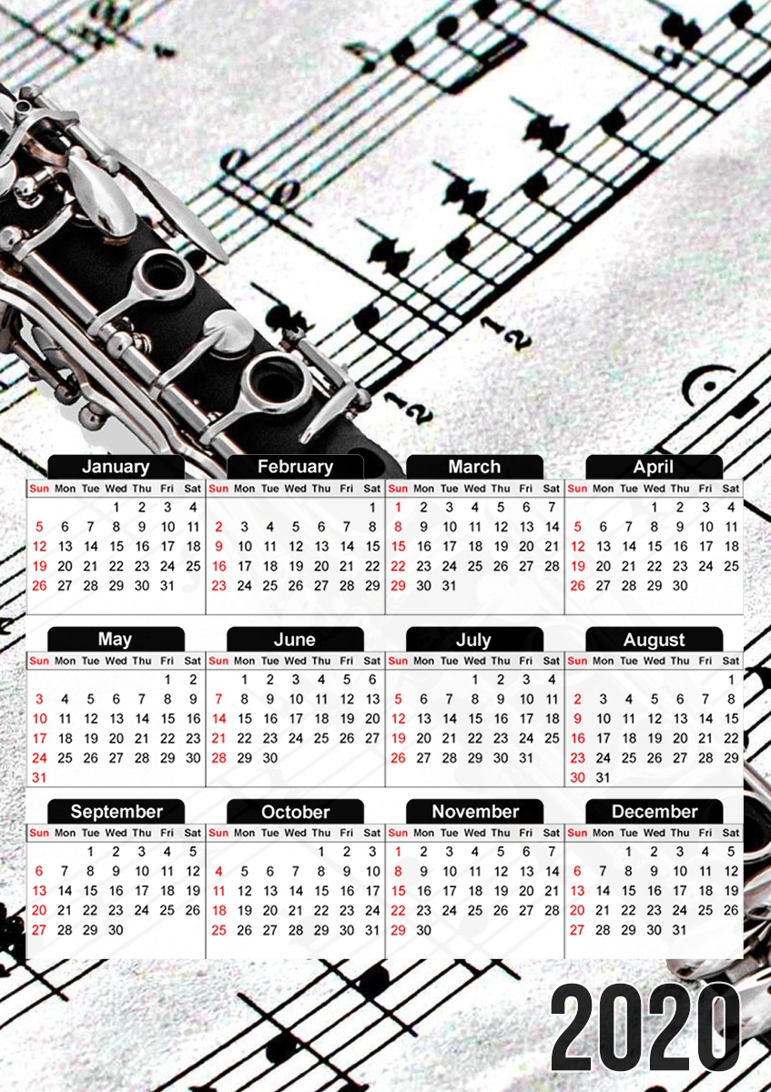 Clarinette Musical Notes für A3 Fotokalender 30x43cm