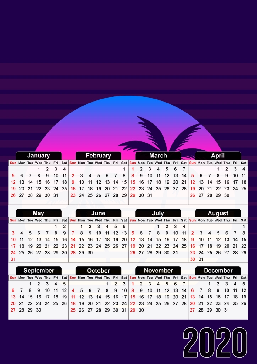 Classic retro 80s style tropical sunset für A3 Fotokalender 30x43cm