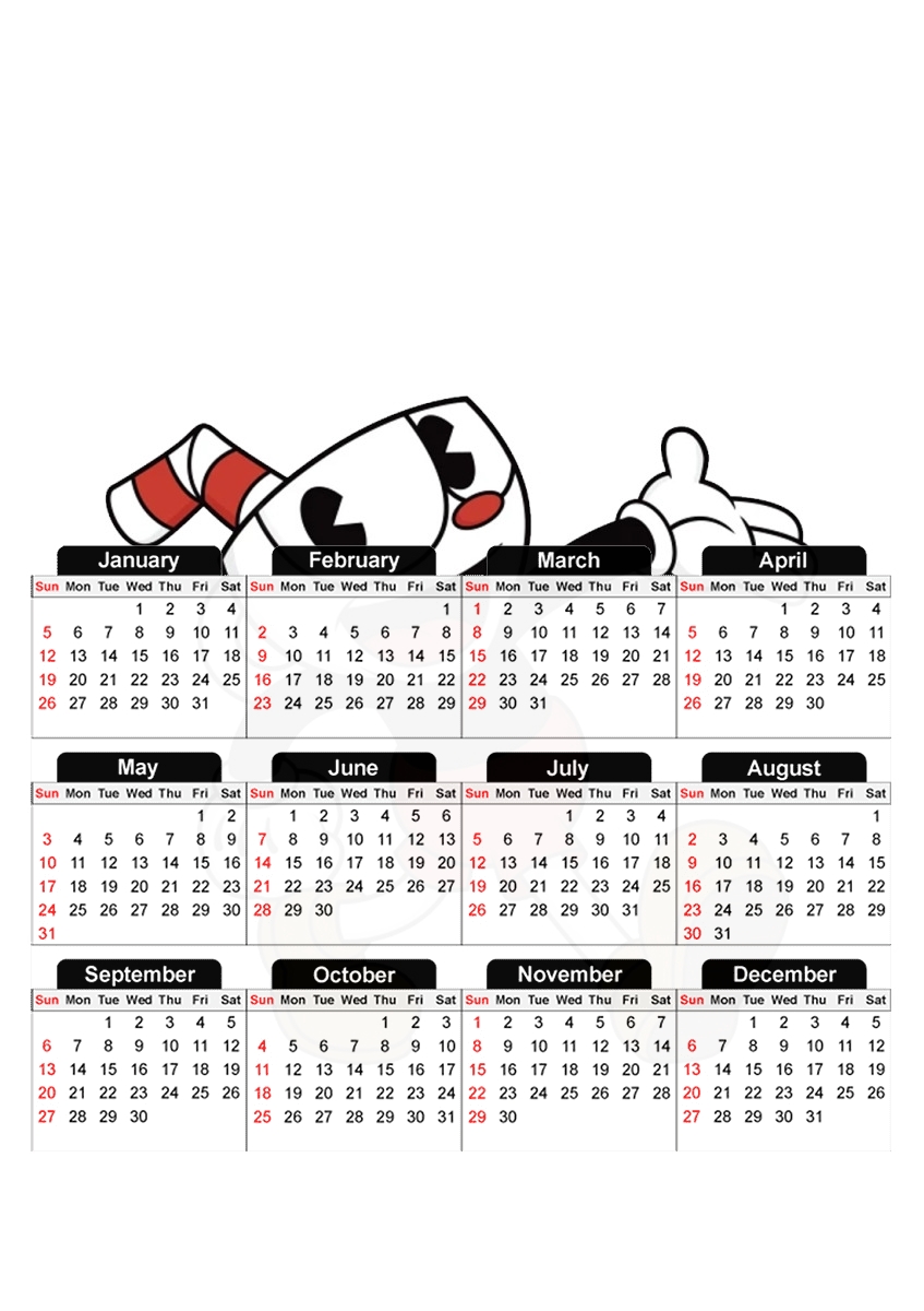 Cuphead für A3 Fotokalender 30x43cm