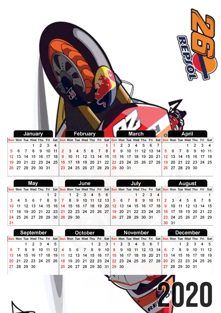 Dani Pedrosa Moto GP Cartoon Art für A3 Fotokalender 30x43cm