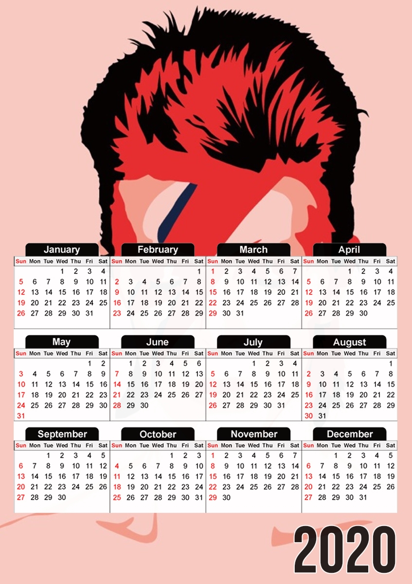 David Bowie Minimalist Art für A3 Fotokalender 30x43cm