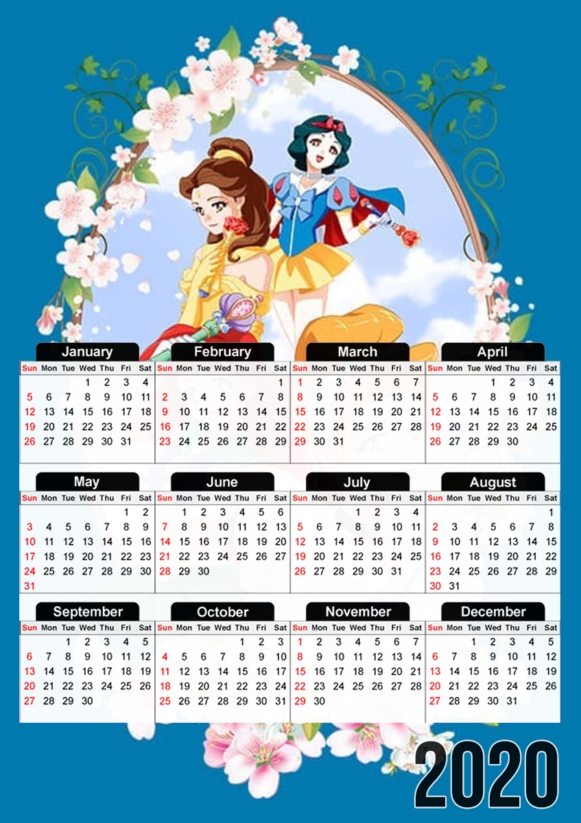 Disney Princess Feat Sailor Moon für A3 Fotokalender 30x43cm