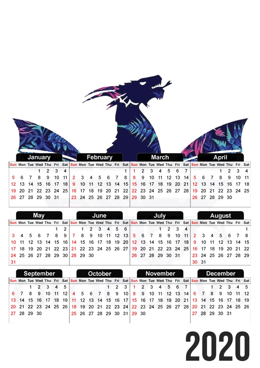 Dracarys Floral Blue für A3 Fotokalender 30x43cm