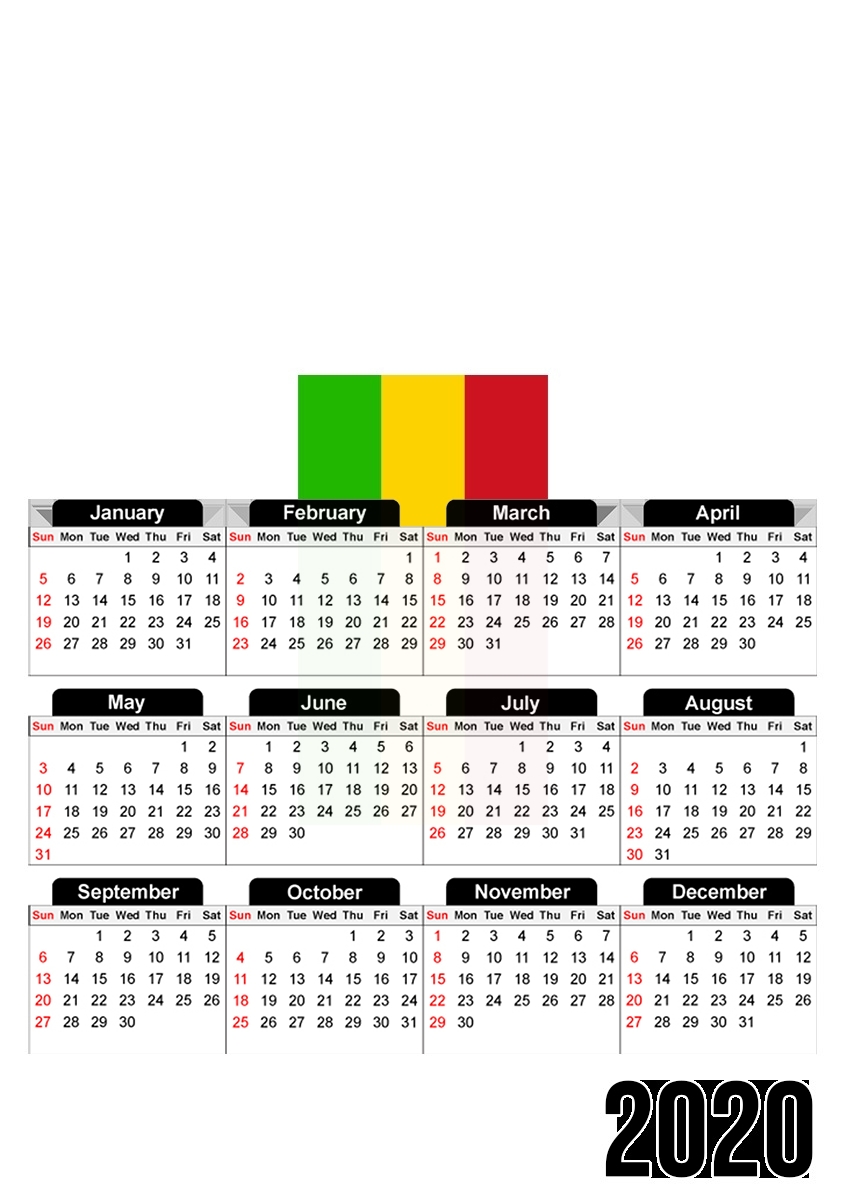 Mali Flagge für A3 Fotokalender 30x43cm