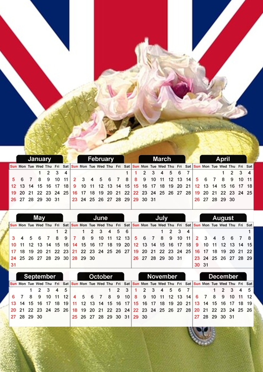 Elizabeth 2 Uk Queen für A3 Fotokalender 30x43cm