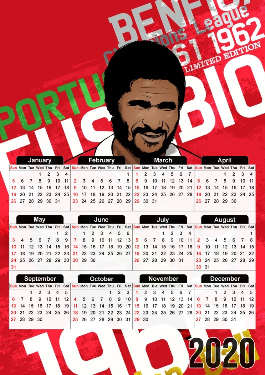 Eusebio Tribute Portugal für A3 Fotokalender 30x43cm