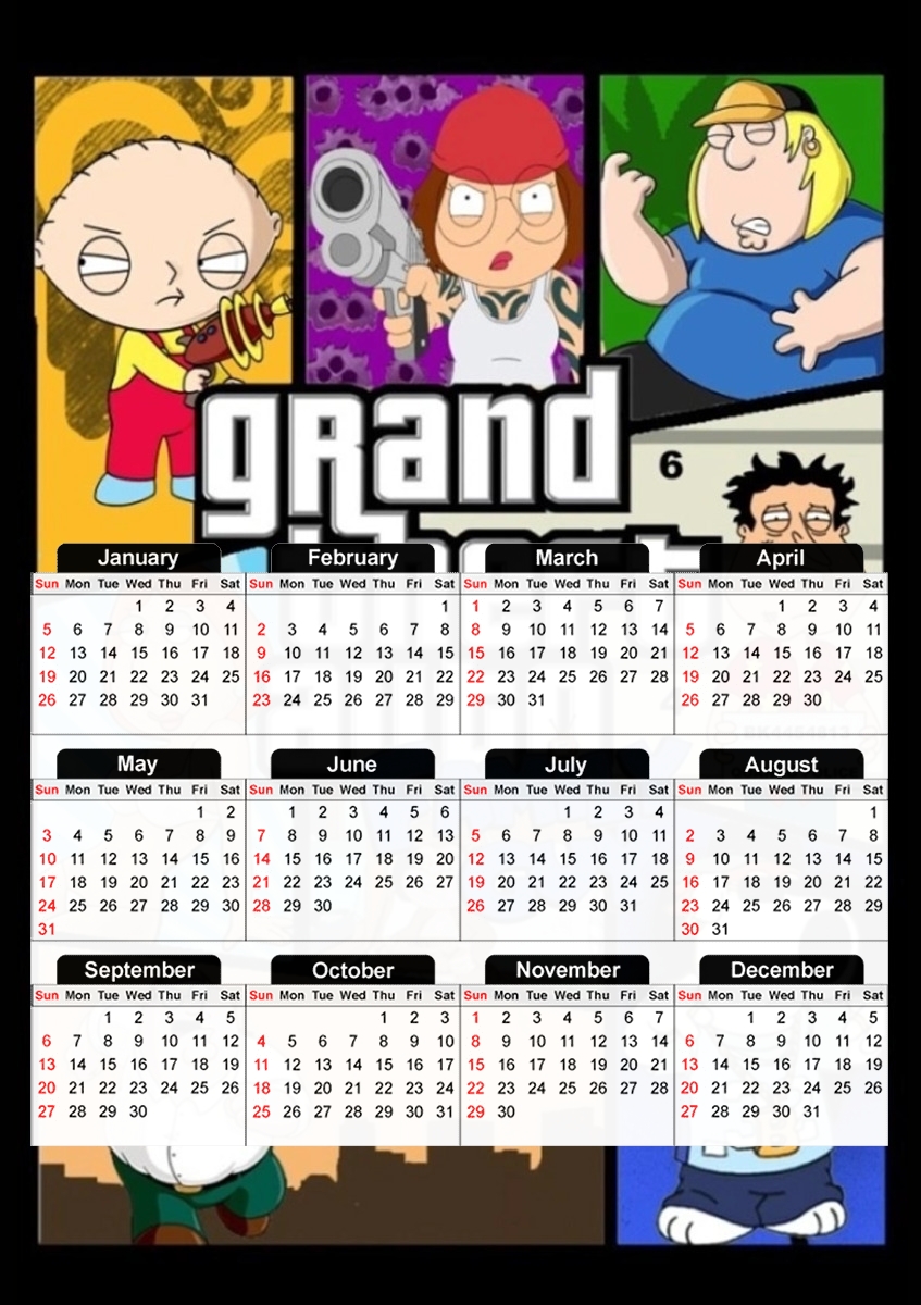 Family Guy mashup Gta 6 für A3 Fotokalender 30x43cm