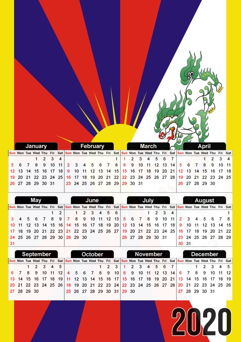 Flag Of Tibet für A3 Fotokalender 30x43cm