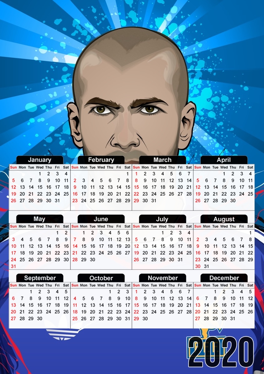 Football Legends: Zinedine Zidane France für A3 Fotokalender 30x43cm