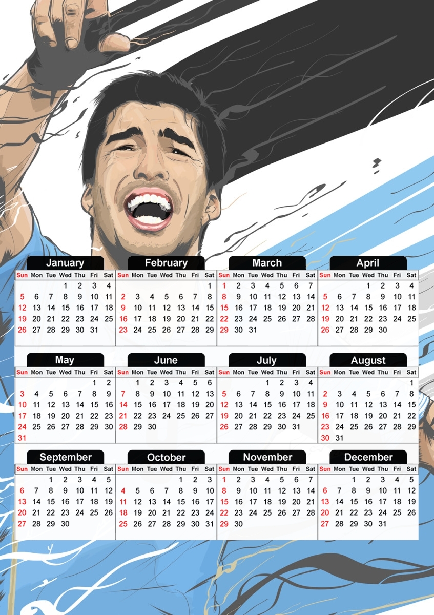 Football Stars: Luis Suarez - Uruguay für A3 Fotokalender 30x43cm