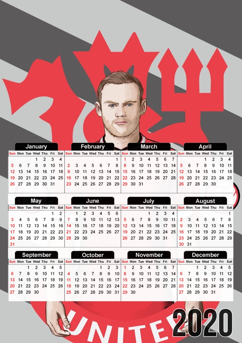 Football Stars: Red Devil Rooney ManU für A3 Fotokalender 30x43cm