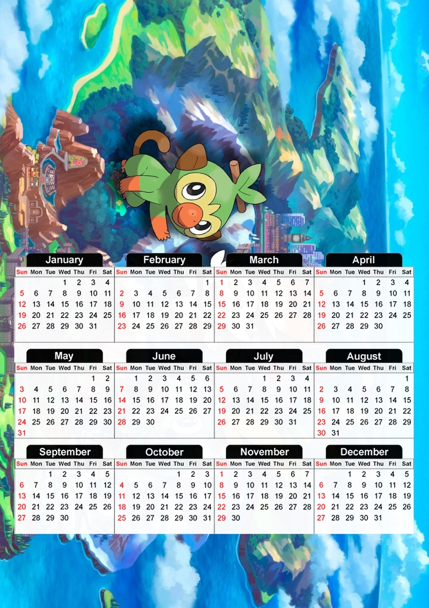 Galar Rules scorbunny Grookey Sobble für A3 Fotokalender 30x43cm