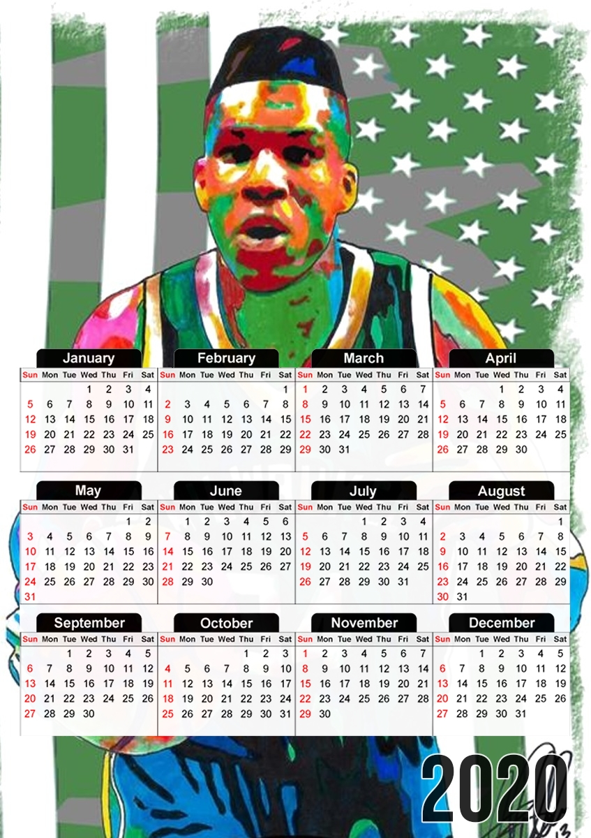 Giannis Antetokounmpo grec Freak Bucks basket-ball für A3 Fotokalender 30x43cm