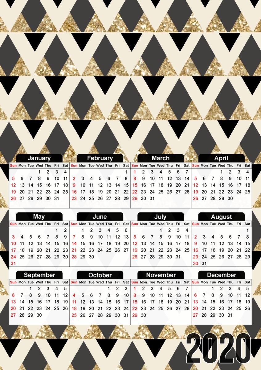 Glitter Triangles in Gold Black And Nude für A3 Fotokalender 30x43cm