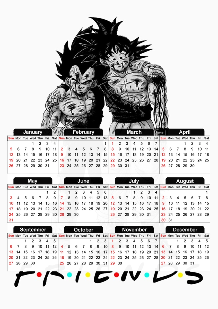 Goku X Vegeta as Friends für A3 Fotokalender 30x43cm