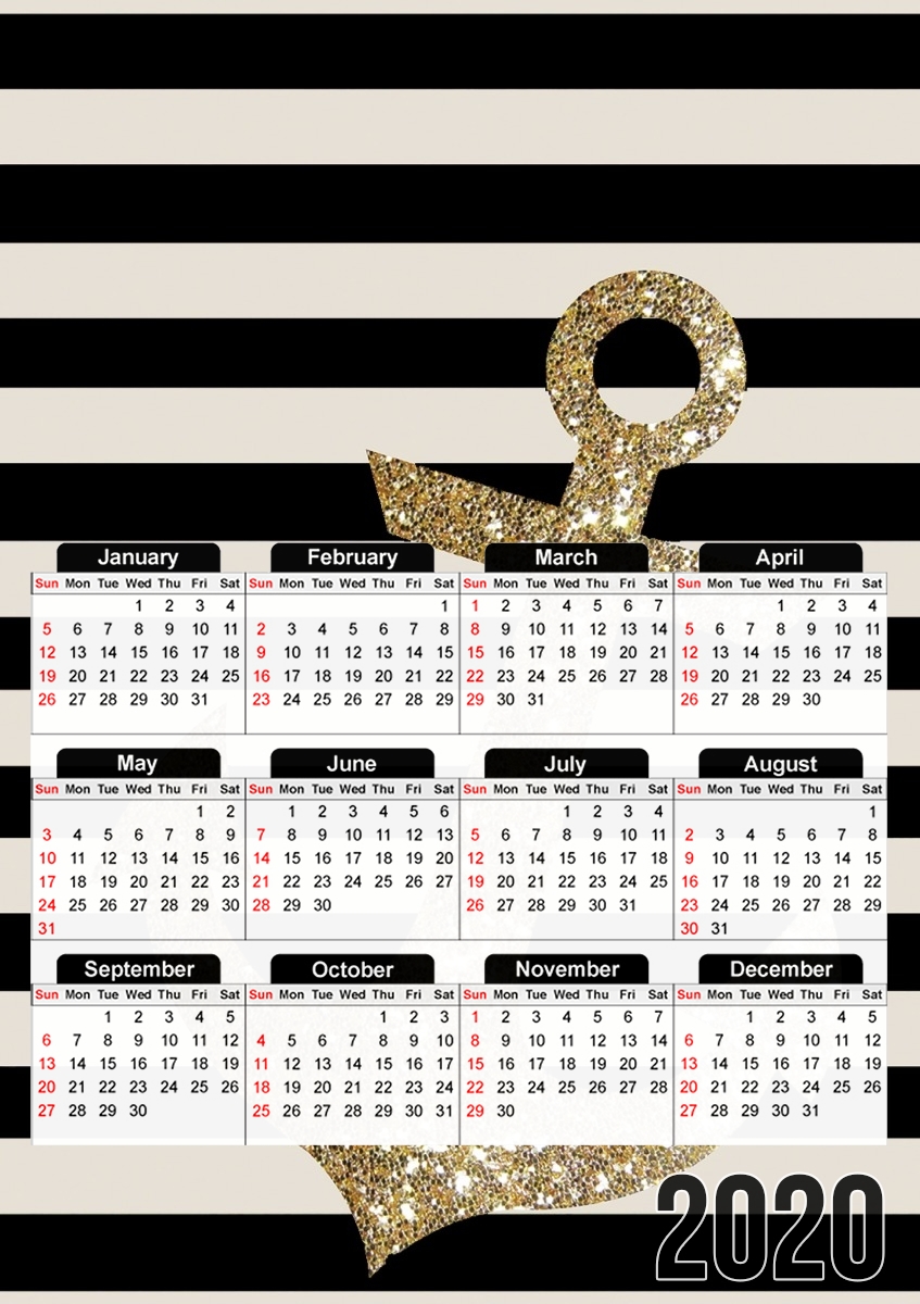 gold glitter anchor in black für A3 Fotokalender 30x43cm