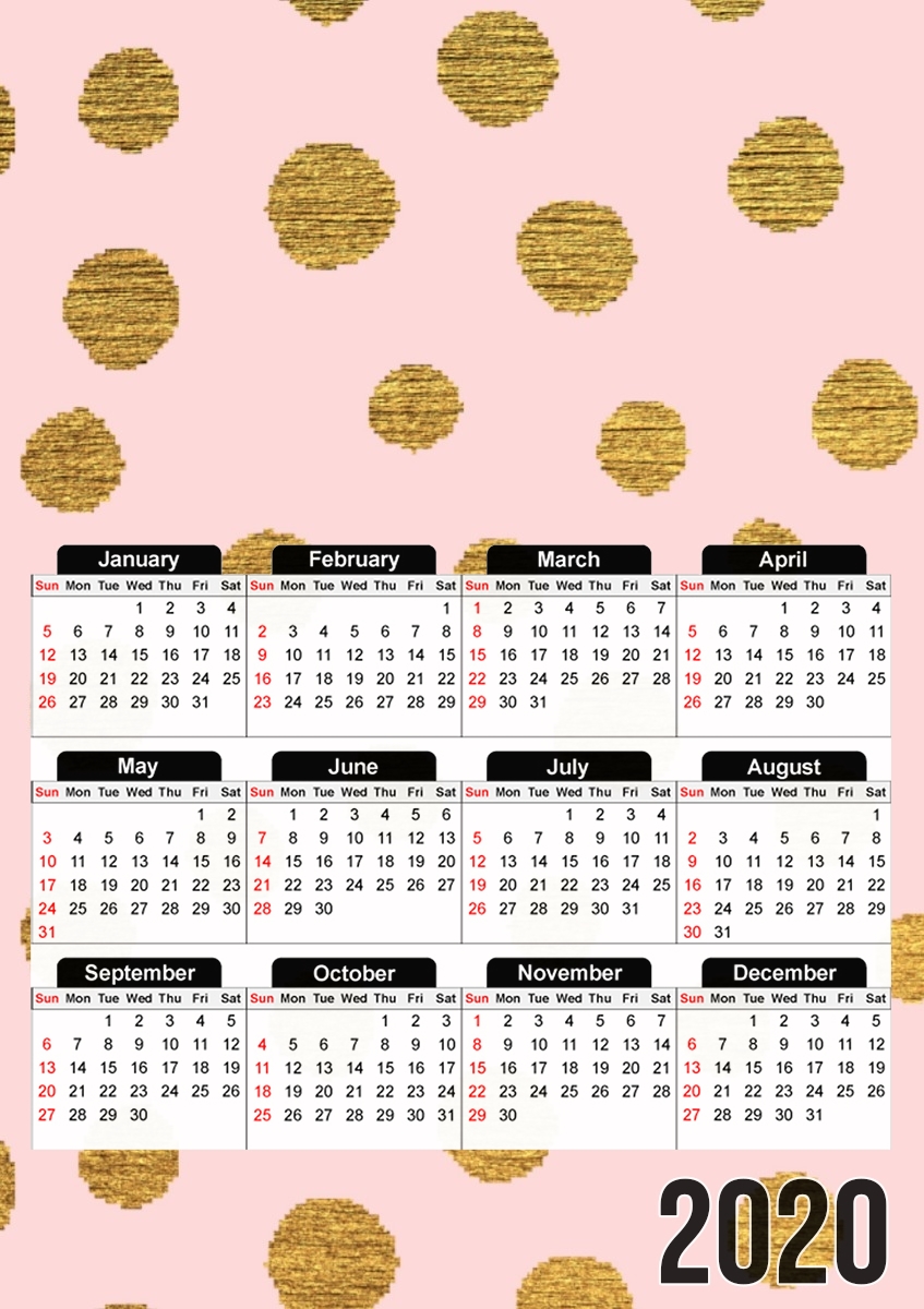 Golden Dots And Pink für A3 Fotokalender 30x43cm