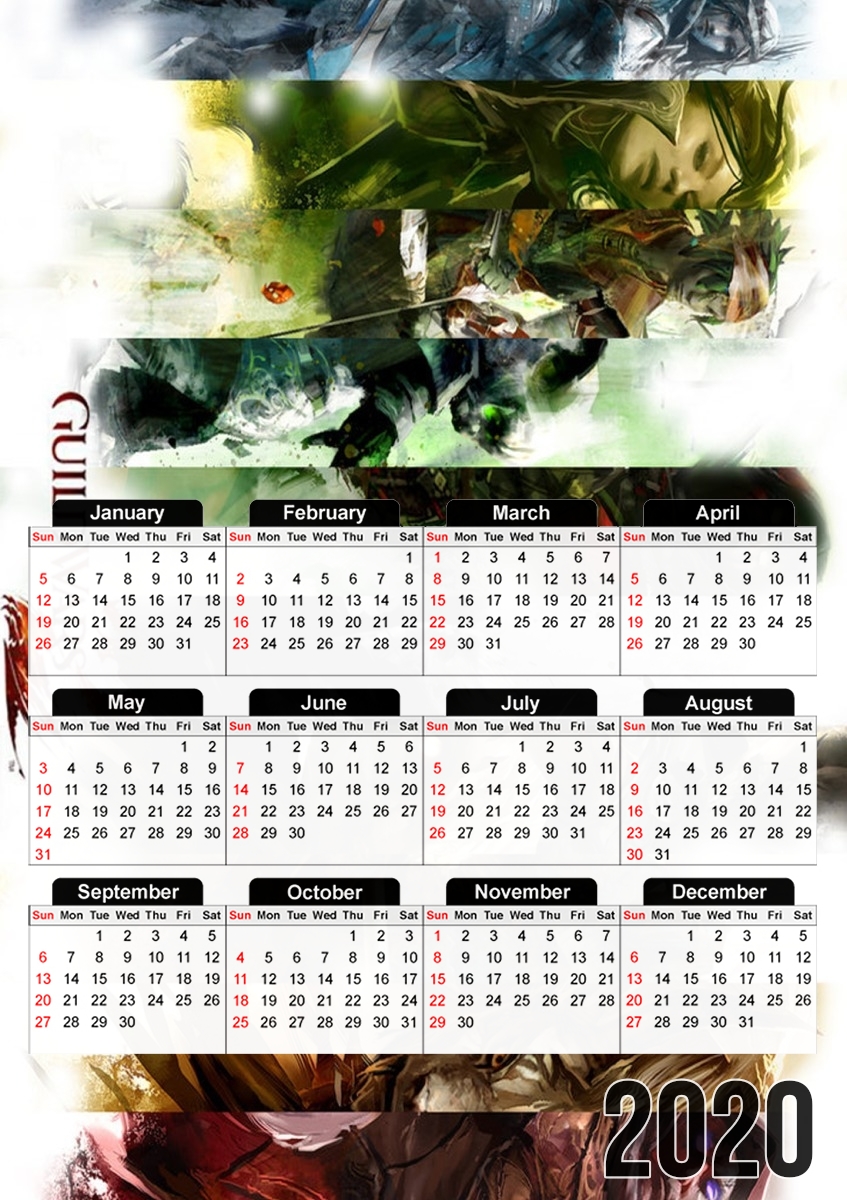 Guild Wars 2 All classes art für A3 Fotokalender 30x43cm