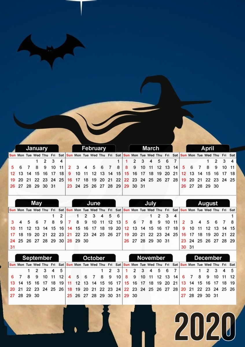 Halloween Moon Background Witch für A3 Fotokalender 30x43cm