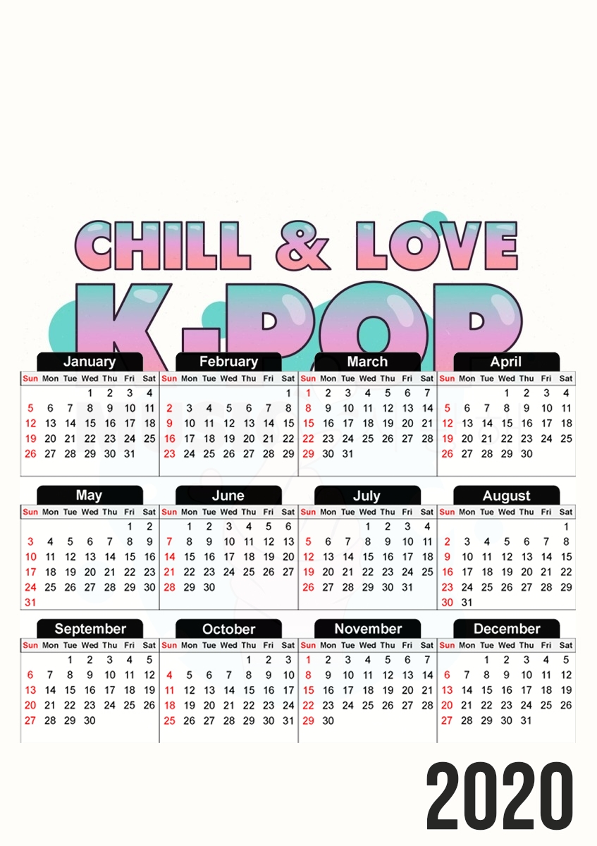 Hand Drawn Finger Heart Chill Love Music Kpop für A3 Fotokalender 30x43cm