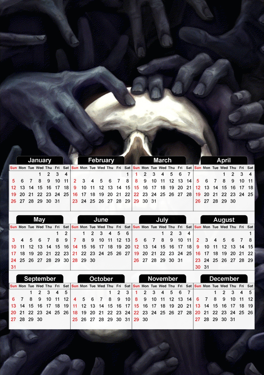 Hand on Skull für A3 Fotokalender 30x43cm