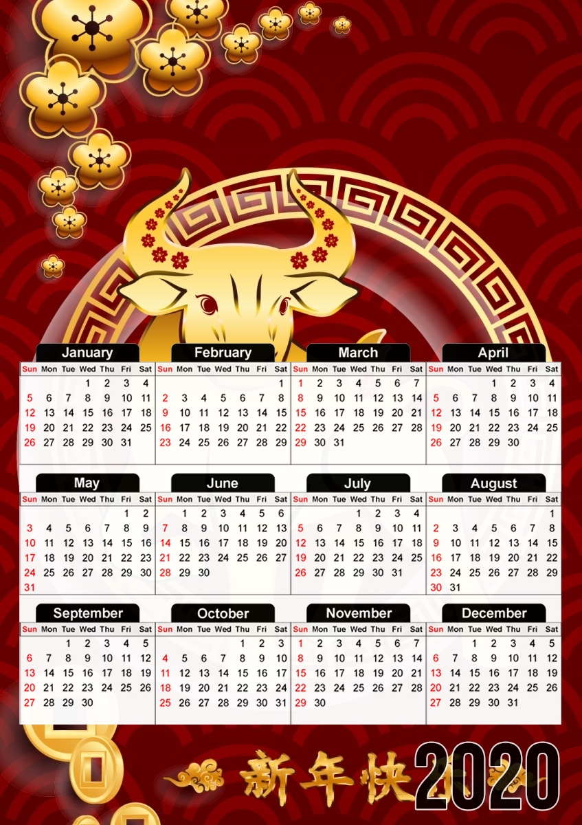 Happy The OX chinese new year  für A3 Fotokalender 30x43cm