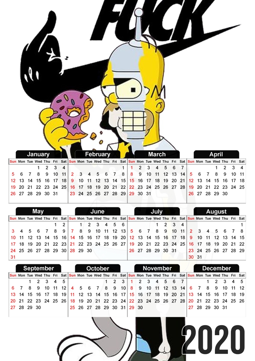 Home Simpson Parodie X Bender Bugs Bunny Zobmie donuts für A3 Fotokalender 30x43cm