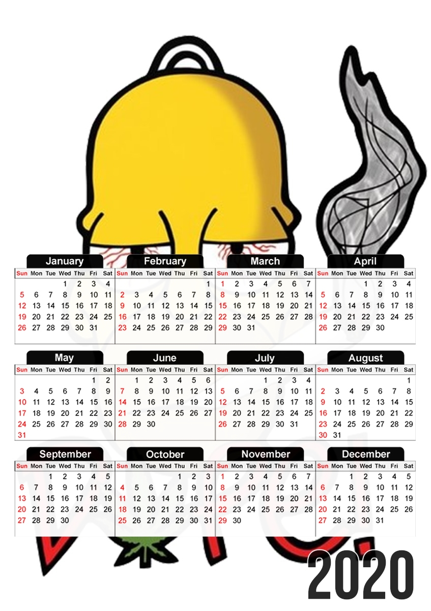 Homer Dope Weed Smoking Cannabis für A3 Fotokalender 30x43cm