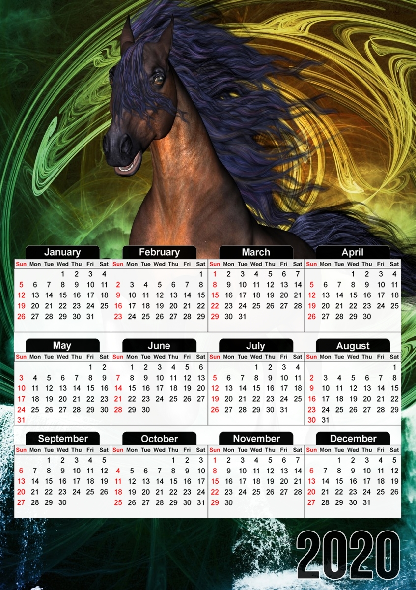 Horse with blue mane für A3 Fotokalender 30x43cm